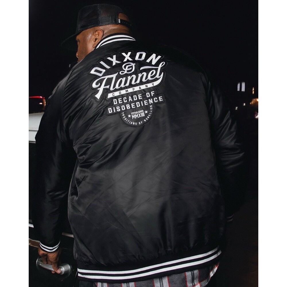 DIXXON Black Pastime Nylon Varsity Jacket 3X Bomber Retro NWOT
